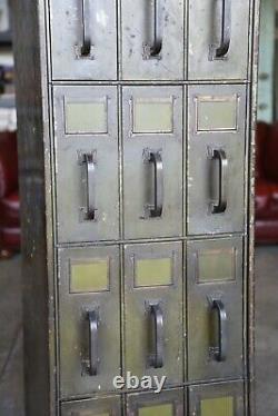 Antique Library Card Catalog Metal File Cabinet Apothecary Industrial Office