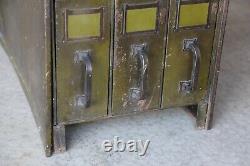 Antique Library Card Catalog Metal File Cabinet Apothecary Industrial Office