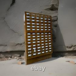 Antique Library Card Catalog Multi 84 Drawer Office Apothecary Maple Industrial