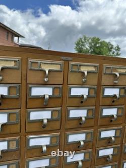 Antique Library Card Catalog Multi 84 Drawer Office Apothecary Maple Industrial