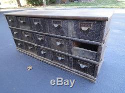 Antique Library Card or Index Card Catalog Wooden Table with Drawers compartment