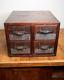 Antique Library Card Catalog Tiger Oak Apothecary Wood Cabinet Drawers