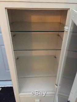 Antique Lot Of 2 doctor medical metal cabinets glass shelves good condition