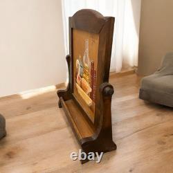 Antique MCM Repurposed Shaving Table Top Shelf With Hand Painted Hearts & Goose