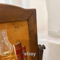 Antique MCM Repurposed Shaving Table Top Shelf With Hand Painted Hearts & Goose