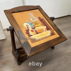 Antique MCM Repurposed Shaving Table Top Shelf With Hand Painted Hearts & Goose