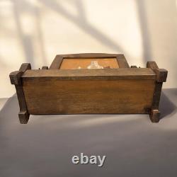 Antique MCM Repurposed Shaving Table Top Shelf With Hand Painted Hearts & Goose