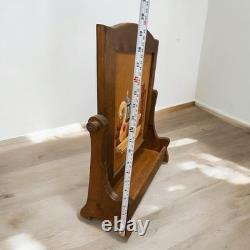 Antique MCM Repurposed Shaving Table Top Shelf With Hand Painted Hearts & Goose