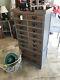 Antique Mid Century Wood 16 Drawer Library Card Catalog File Cabinet