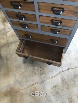 Antique MID Century Wood 16 Drawer Library Card Catalog File Cabinet