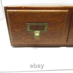 Antique Macey 2 Drawer Card Catalog Oak Brass Handles Stackable Dovetail Joints