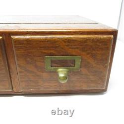 Antique Macey 2 Drawer Card Catalog Oak Brass Handles Stackable Dovetail Joints