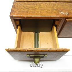 Antique Macey 2 Drawer Card Catalog Oak Brass Handles Stackable Dovetail Joints