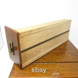 Antique Macey 2 Drawer Card Catalog Oak Brass Handles Stackable Dovetail Joints