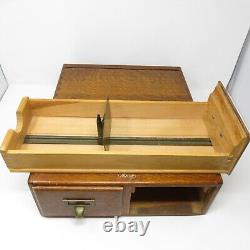 Antique Macey 2 Drawer Card Catalog Oak Brass Handles Stackable Dovetail Joints