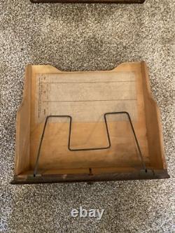 Antique Macey Dovetailed Oak 3 Drawer Desk Top Paper File Box Cabinet