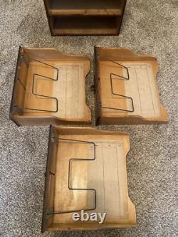 Antique Macey Dovetailed Oak 3 Drawer Desk Top Paper File Box Cabinet