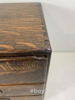 Antique Macey Dovetailed Oak 3 Drawer Desk Top Paper File Box Cabinet