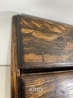 Antique Macey Dovetailed Oak 3 Drawer Desk Top Paper File Box Cabinet