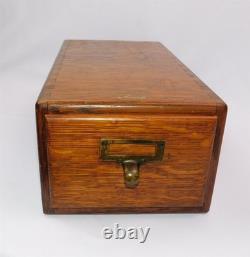 Antique Macey File Box Drawer Quarter Sawn Oak Dove Tailed Wood Cabinet 1 Drawer