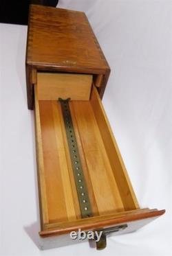 Antique Macey File Box Drawer Quarter Sawn Oak Dove Tailed Wood Cabinet 1 Drawer