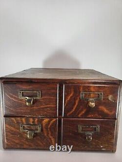 Antique Macey Index Card Drawer Filing Dovetail Cabinet Tiger Oak Modular