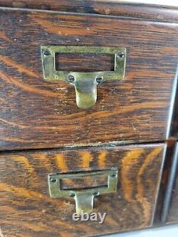 Antique Macey Index Card Drawer Filing Dovetail Cabinet Tiger Oak Modular