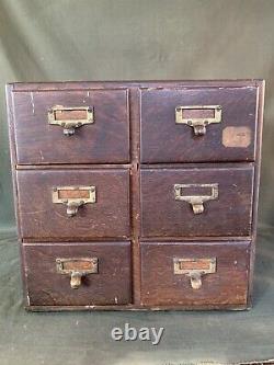 Antique Macey Oak 6 Drawer Library Card Cabinet Vintage Wood File Cabinet