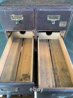 Antique Macey Oak 6 Drawer Library Card Cabinet Vintage Wood File Cabinet