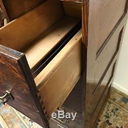 Antique Macys Tiger Oak 4 Drawer Filing Cabinet