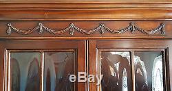 Antique Maddox Colonial Reproductions Hutch China Cabinet Convex Glass Rare