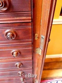 Antique Mahogany 10 Drawer Locking Store Cabinet