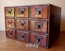 Antique Mahogany 9 Drawer Library Cabinet. Office Index Card Bureau 19th Century