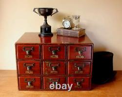 Antique Mahogany 9 Drawer Library Cabinet. Office Index Card Bureau 19th Century