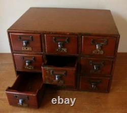 Antique Mahogany 9 Drawer Library Cabinet. Office Index Card Bureau 19th Century