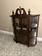 Antique Mahogany Bow Front Cabinet Curved Glass Mirror 19th Century 1930s-1940s