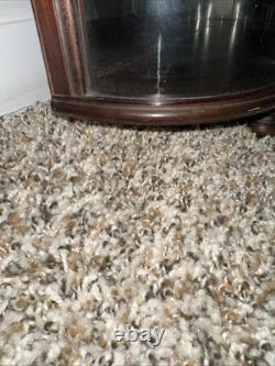 Antique Mahogany Bow Front Cabinet Curved Glass Mirror 19th Century 1930s-1940s