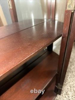 Antique Mahogany Bow Front Cabinet Curved Glass Mirror 19th Century 1930s-1940s