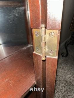 Antique Mahogany Bow Front Cabinet Curved Glass Mirror 19th Century 1930s-1940s