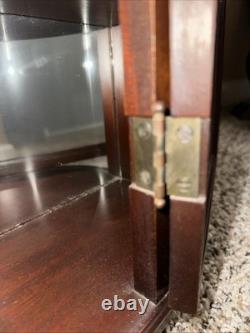 Antique Mahogany Bow Front Cabinet Curved Glass Mirror 19th Century 1930s-1940s