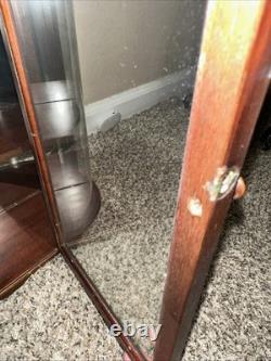 Antique Mahogany Bow Front Cabinet Curved Glass Mirror 19th Century 1930s-1940s