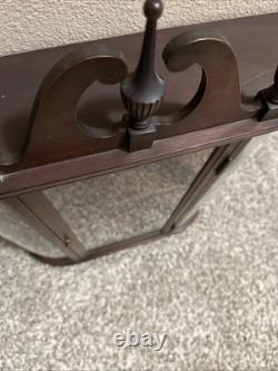 Antique Mahogany Bow Front Cabinet Curved Glass Mirror 19th Century 1930s-1940s