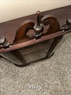 Antique Mahogany Bow Front Cabinet Curved Glass Mirror 19th Century 1930s-1940s