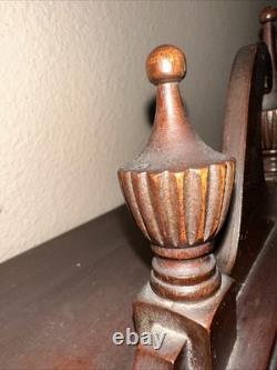 Antique Mahogany Bow Front Cabinet Curved Glass Mirror 19th Century 1930s-1940s