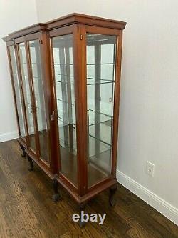 Antique Mahogany Breakfront Vitrine China Cabinet Hutch