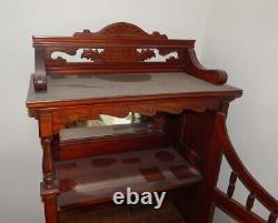 Antique Mahogany Carved Eastlake Victorian Curio Display Cabinet China Closet