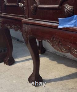 Antique Mahogany Chippendale China Hutch Cabinet Buffet Curio