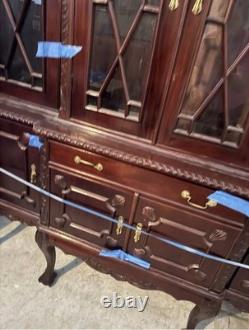 Antique Mahogany Chippendale China Hutch Cabinet Buffet Curio