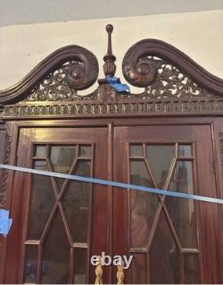 Antique Mahogany Chippendale China Hutch Cabinet Buffet Curio