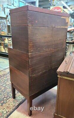 Antique Mahogany Library Bureau Sole Makers Stacking File Cabinet 14 Drawer